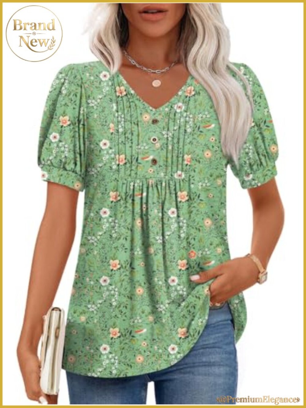 Women's V-Neck Puff Sleeve Ruffle Tunic Blouse Short Sleeve Tops M-4XL